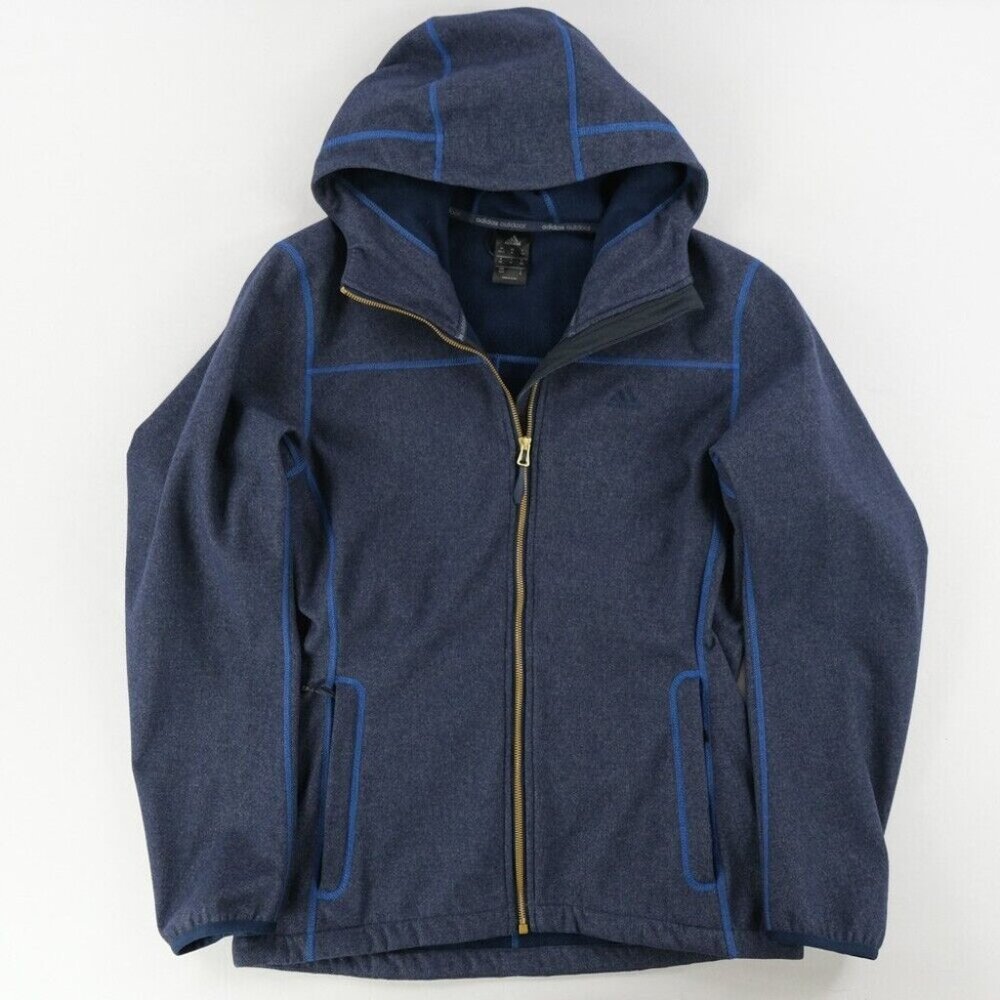 ADIDAS OUTDOOR AA1885 JACKET 2015 SIZE M Outdoor Full ZIp Hooded Navy Fleece